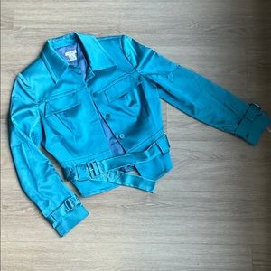 Faux silk blazer with belt